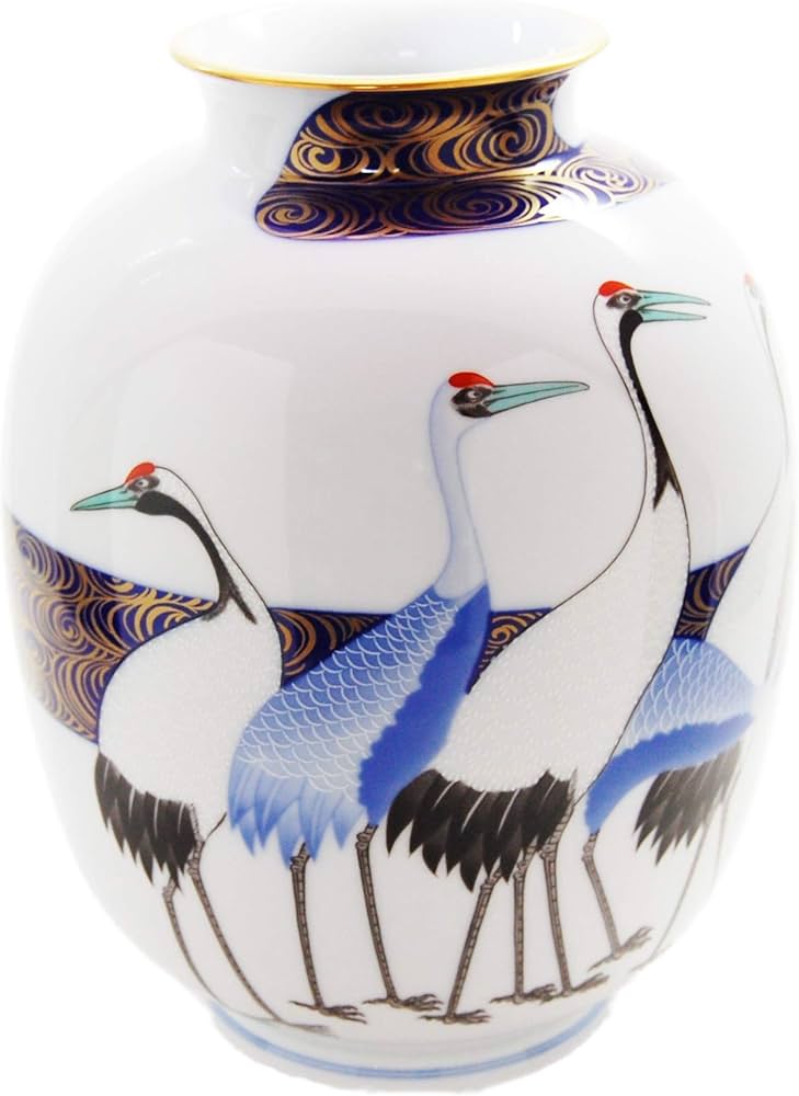 Amazon.co.jp: 香蘭社 花瓶 光琳鶴 ホワイト 23.5cm 930-ND81 個