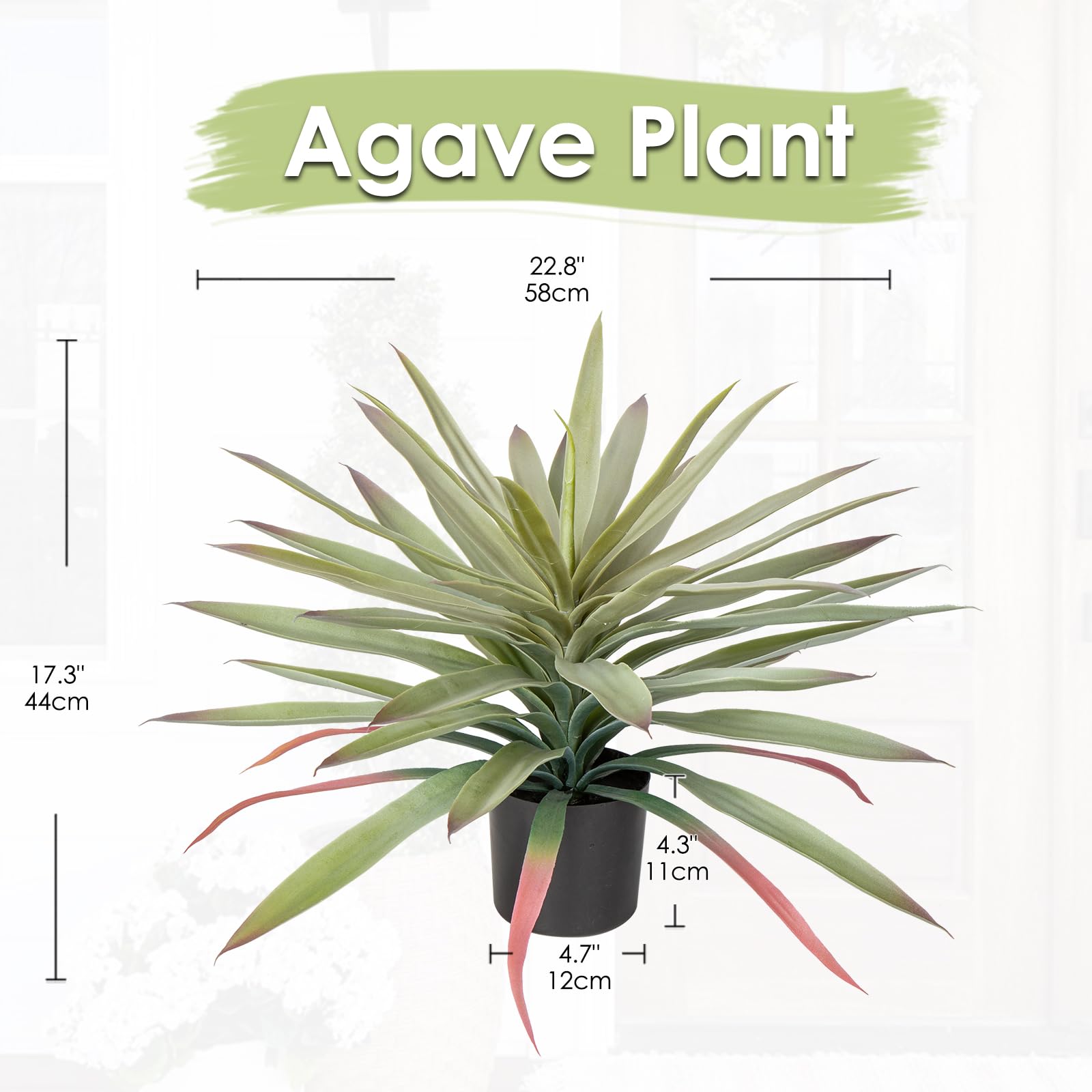 Tamiaia™ Planta De Agave Artificial Para Exteriores, Planta De Agave Grande De Imitación De 22 Pulgadas, Plantas Artificiales De Agave Artificial Para Patio, Jardín Y Decoración Del Hogar (rojo Y