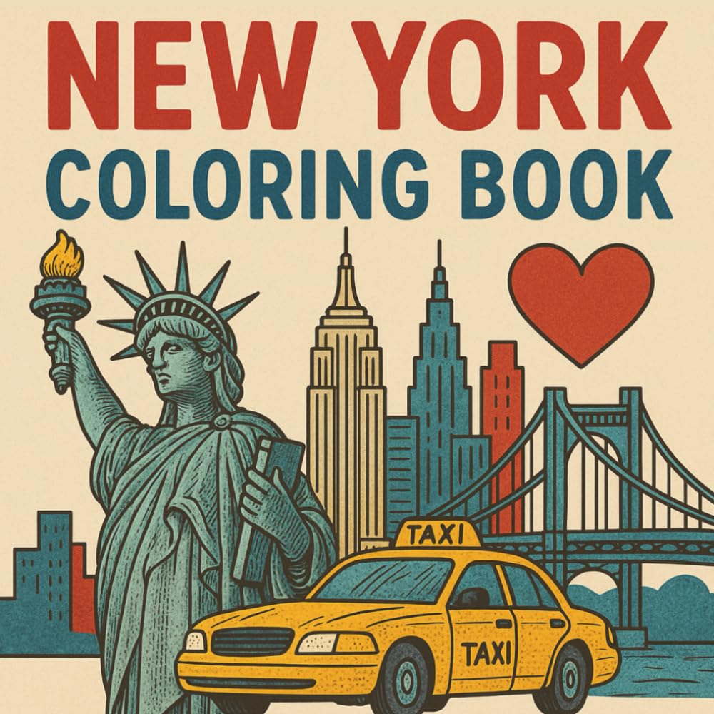New York Coloring Book: Iconic Landmarks and Cityscapes Made Easy to Color For Adults