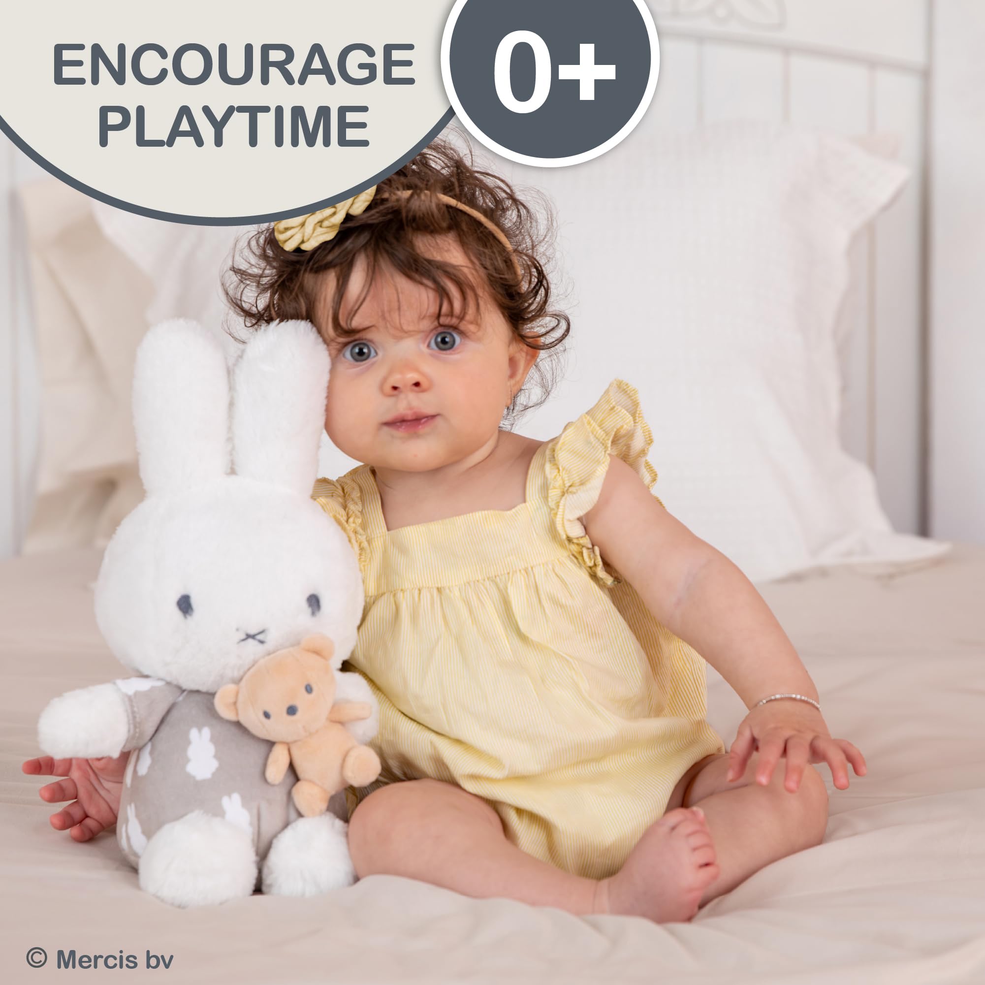 Kids Preferred Miffy Baby Keywind Musical – superweiches Plüschspielzeug, Rockabye Baby, schwingender Kopf, neutrale Farben, Alter ab 0 Monaten, 30,5 cm