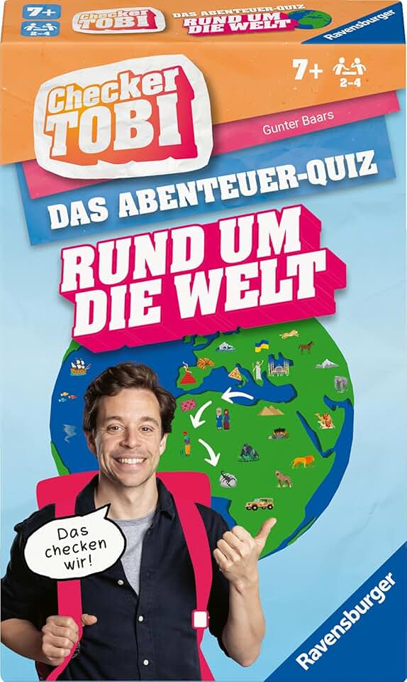 Ravensburger 22492 - Checker Tobi - Rund um die Welt - Das Abenteuerquiz für Kinder ab 7 Jahren, Qui