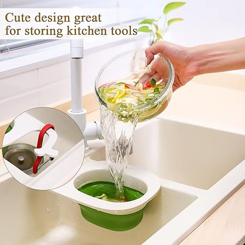 Miniatura 7 de Cesta de drenaje para fregadero de cocina, colador de malla plegable multifuncional en forma de ballena, colador de esquina para fregadero para