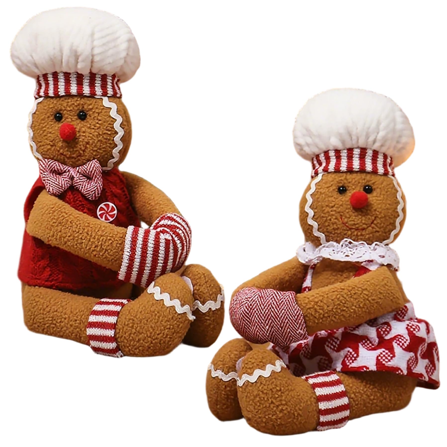 2Pcs Christmas Wine Bottle Cover Unique Funny Xmas Plush Stuffed Gingerbread Ornaments for Christmas Tree Wine Bottle Curtain