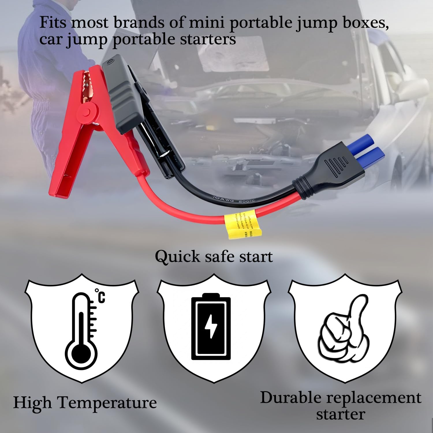 10AWG EC5 Connector to Alligator Clip,EC5 Jump Starter Cable with Battery Clamps, 12V Car Battery Booster Jumper Emergency Cable.