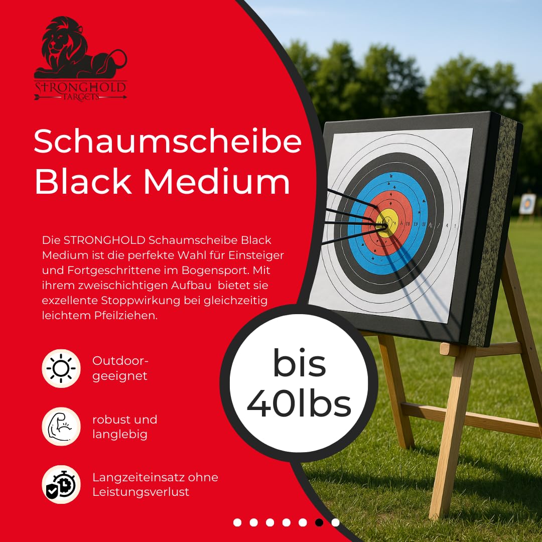 Stronghold Zielscheibe 60x60x10 cm | wetterfeste Pfeilfangmatte für Bögen bis 40 lbs, Schaumstoff Zielscheibe für Recurvebogen & Compoundbogen Outdoor