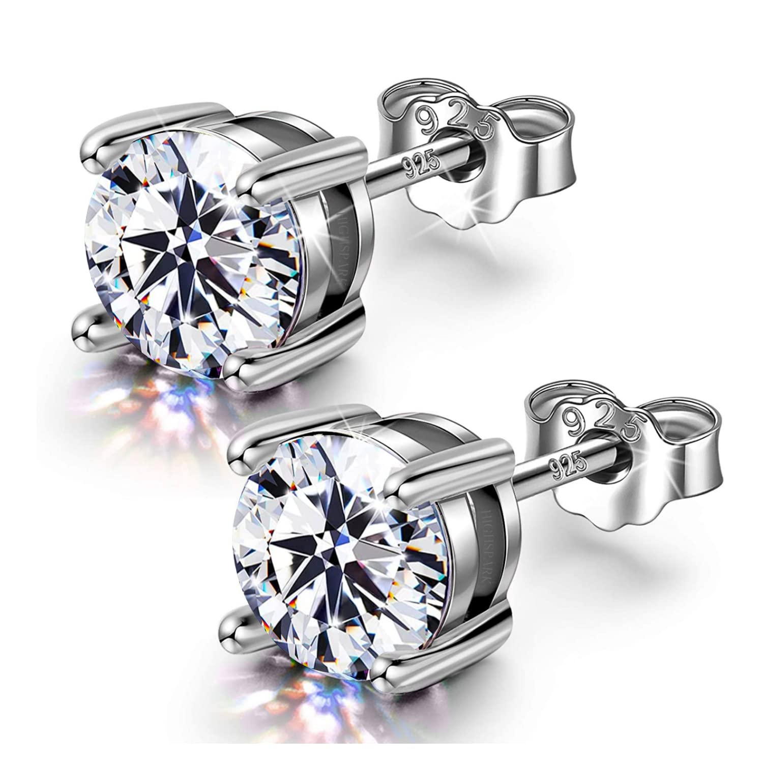 HIGHSPARK 925 Silver Solitaire Earrings for Women | 92.5 Sterling Silver & AAA+ Zirconia | Lovely Gift - Silver 7mm (B0B6HG9NFZ) Amazon Price History, Amazon Price Tracker