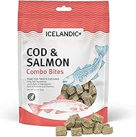 Icelandic+ Cod & Salmon Combo Bites Dog Treats - 100% Natural Icelandic Fish Snacks for Healthy Skin & Teeth, 3oz