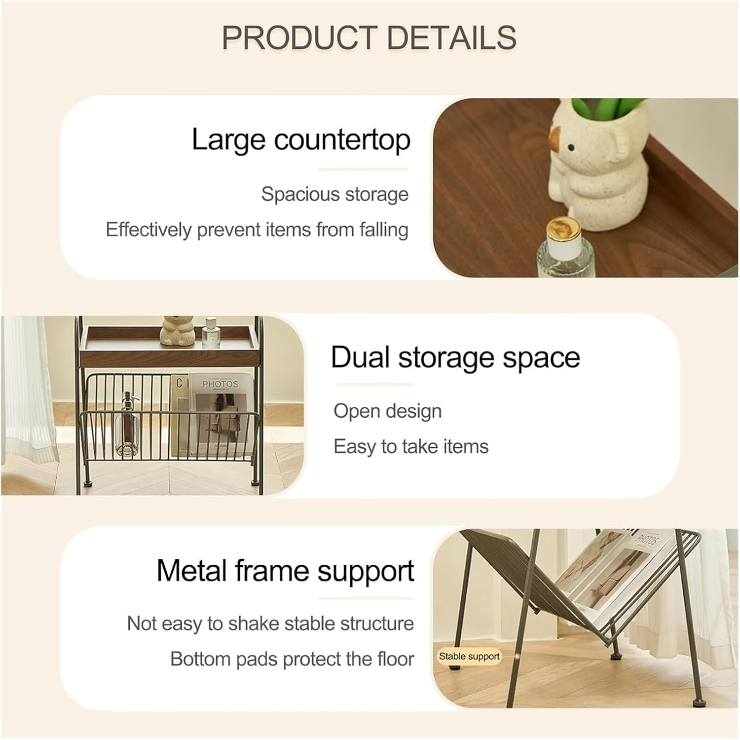 Magazine Rack,Book Display Rack, Newspaper Stand Brochure Organizer with Handles Easy to Move for Living Room Bedroom Home Office