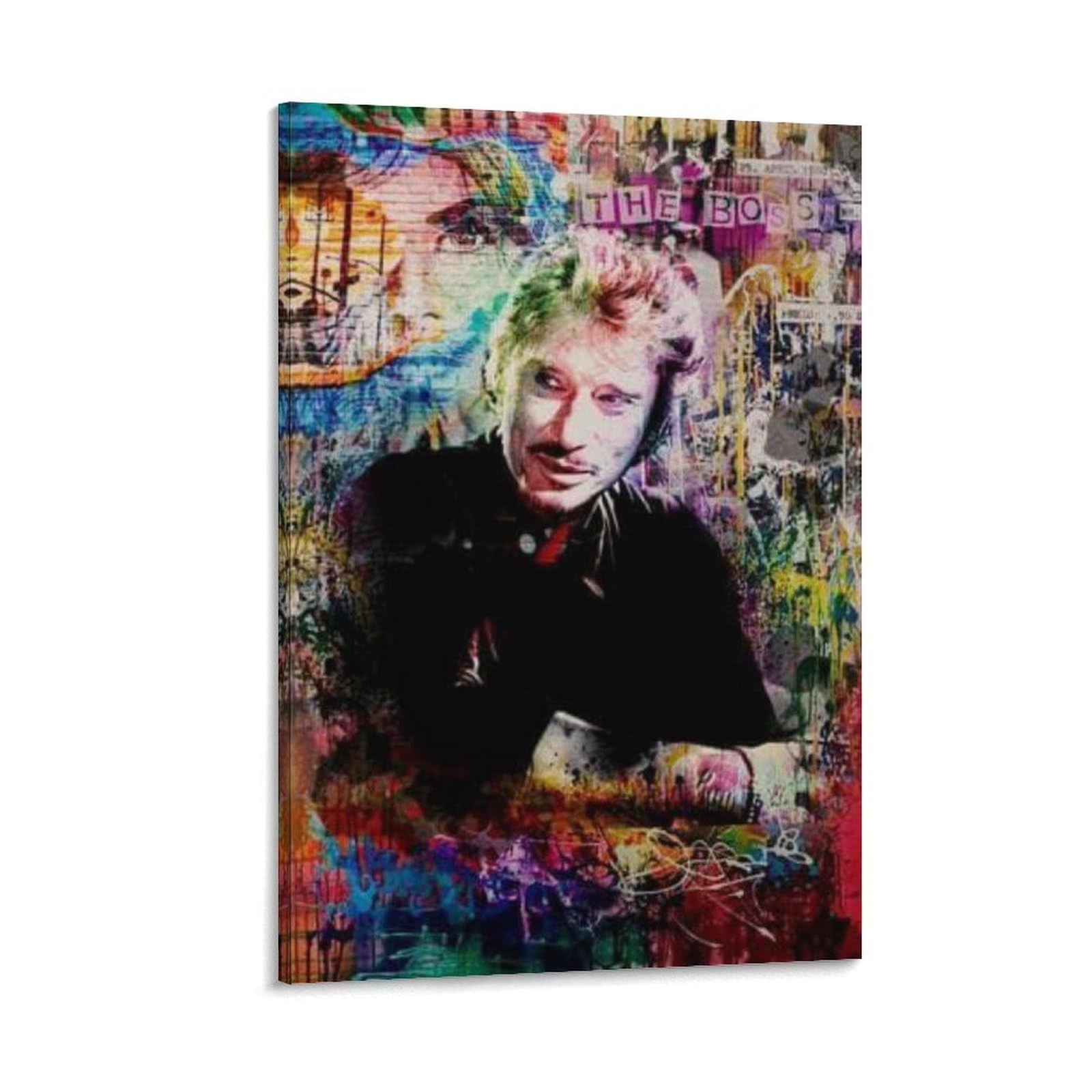 Impression sur toile colorée Johnny Hallyday pour salon pop art SECOLI - 8