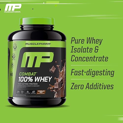 Miniatura 4 de MusclePharm Combat 100 suero de leche proteína de suero en polvo leche de chocolate 5 libras 67 porciones