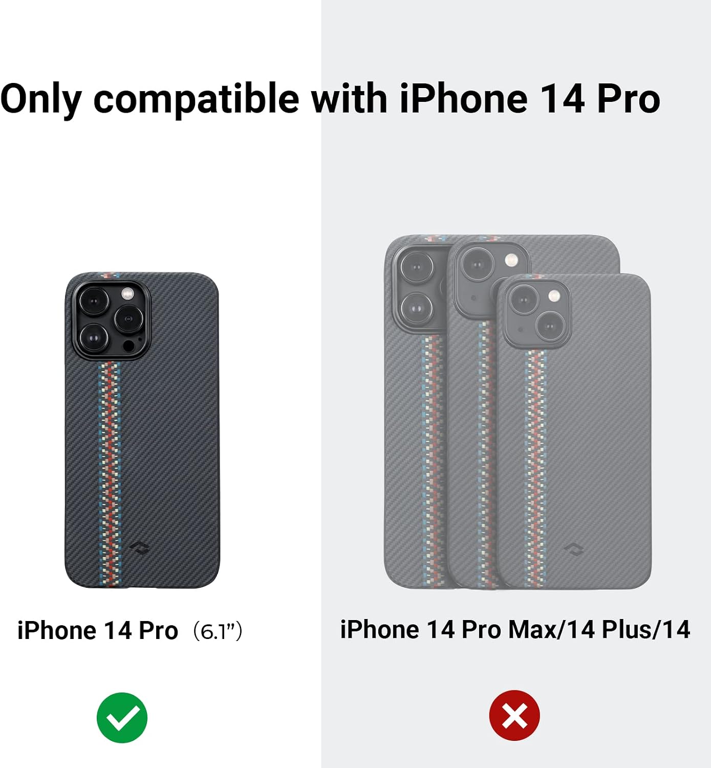 pitaka Case for iPhone 14 Pro Compatible with MagSafe, Slim & Light iPhone 14 Pro Case 6.1-inch with a Case-Less Touch Feeling, 600D Aramid Fiber Made [Fusion Weaving MagEZ Case 3 - Rhapsody]