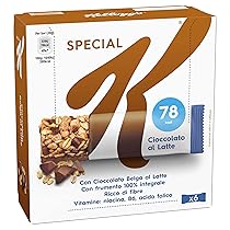 Kellogg’s Special K Barretta | Gusto Cioccolato al Latte | Croccanti Fiocchi Multicereali con Deliziosi Riccioli di Cioccolato | Frumento 100% Integrale | 6 barrette da 20g (Confezione da 120g)