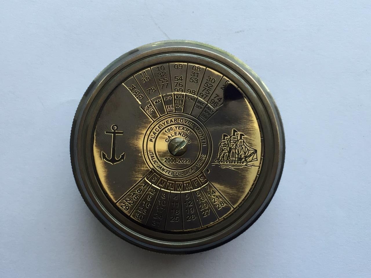 NauticalMart Vintage Brass Calender Compass