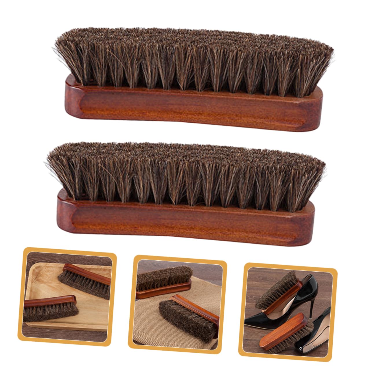 FOMIYES Cepillo De Madera para Pelo De Caballo Limpiador De Zapatos Cepillo para Pulir Zapatos De Limpieza De Cerdas De Pelo Kit De Limpieza De 2 Piezas x 4