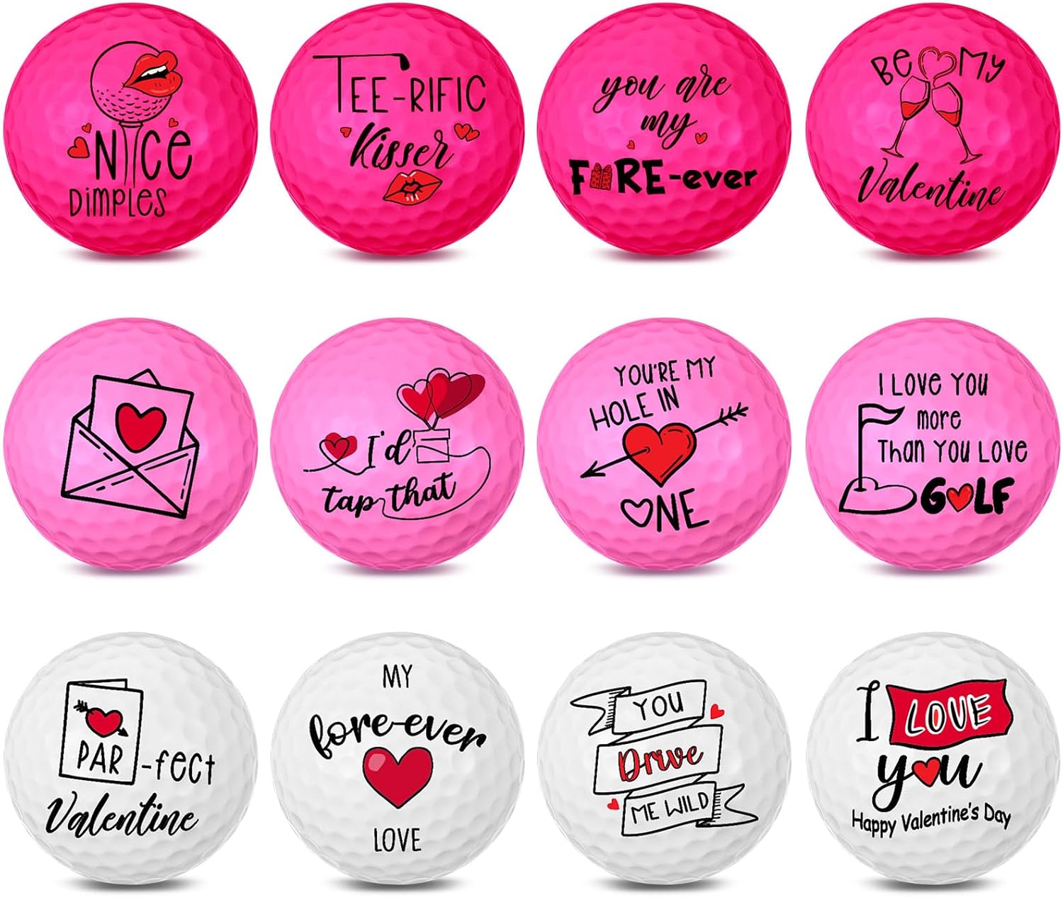 12 Pcs Golf Valentine's Day Gifts for Men Women Funny Golf Balls Set for Dad Mom Husband Grandpa Golfers Lovers Happy Anniversary Valentine's Day Gifts