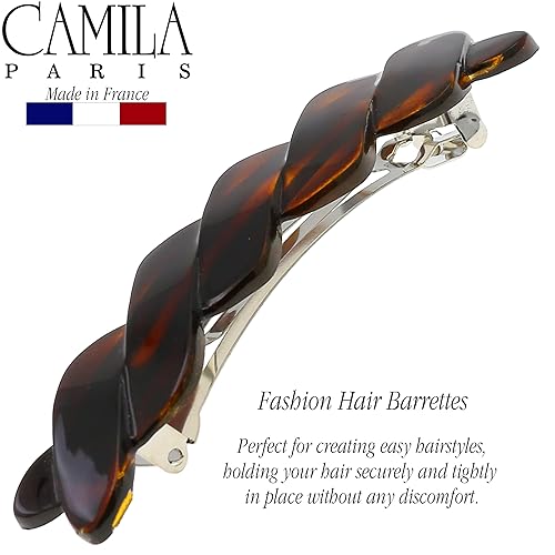 Miniatura 4 de Camila Paris CP2427 - Pinza de pasador de pelo francés para niñas, trenzada, concha de tortuga, cierre automático, pinzas de agarre fuerte para