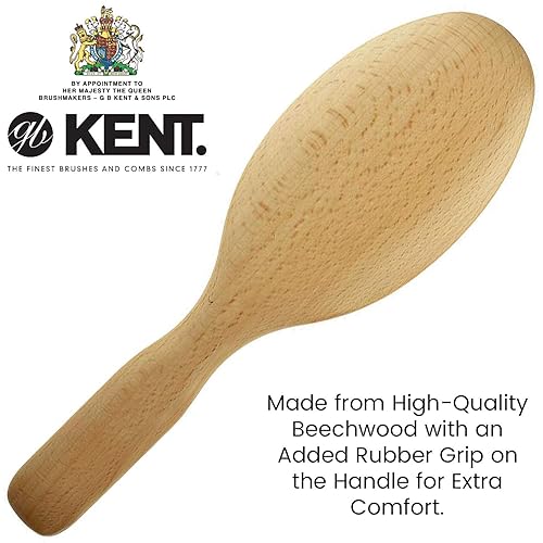 Miniatura 8 de Kent Juego de cepillos desenredantes de cojines, tamaño grande, tamaño de bolso y limpiador de cepillo de pelo incluido. Cepillo de pelo ovalado