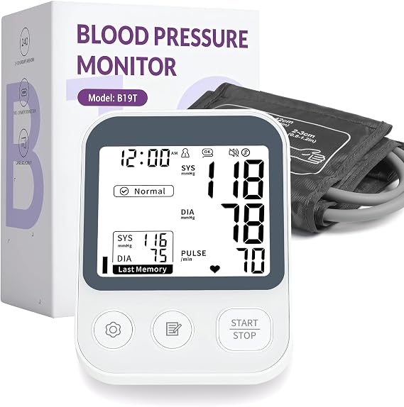 Oklar Blood Pressure Monitor Upper Arm BP Machine for Home Use 2x120 Memory Voice Broadcast Large LCD Backlit Display Adjustable Cuff 8.7-16.5 with Storage Bag, Dark Grey