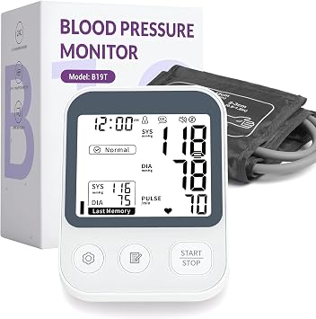Oklar Blood Pressure Monitor Upper Arm BP Machine for Home Use 2x120 Memory Voice Broadcast Large LCD Backlit Display Adjustable Cuff 8.7"-16.5" with Storage Bag, Dark Grey