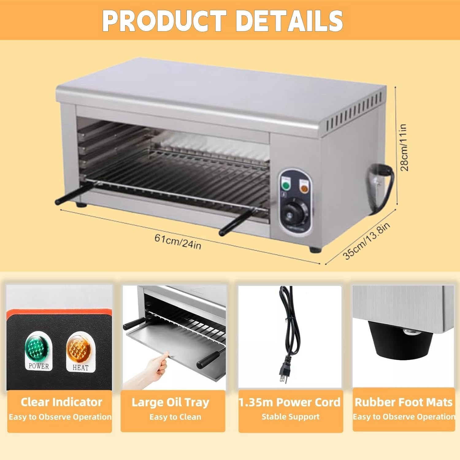 Electric Cheese Melt, 110V 2000W Cheese Melt Oven, Stainless Steel Commercial Cheese Melt Oven 120-570°F for Melting Cheese, Grilling Sandwiches, Grilling Steaks & Other Meats