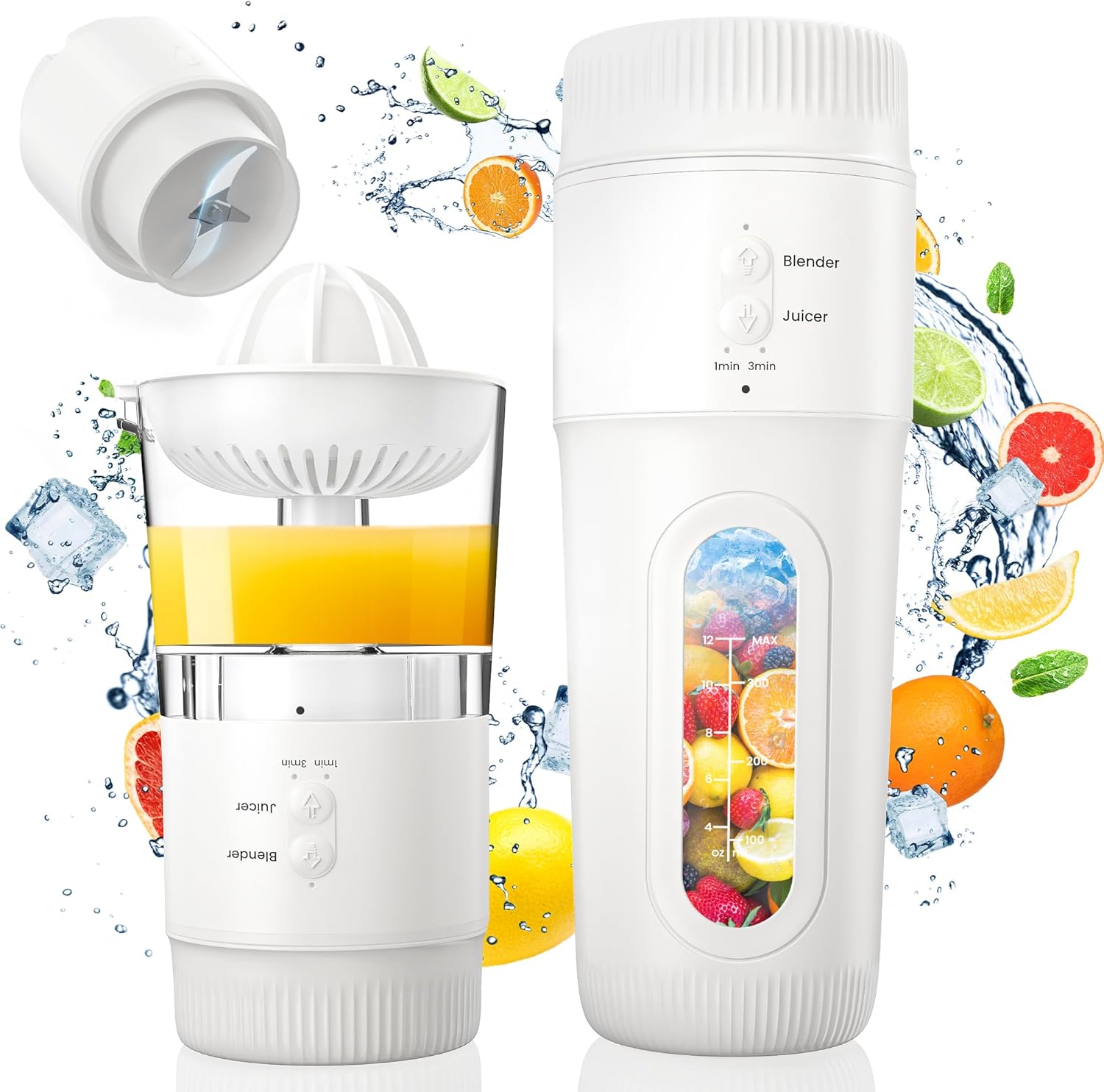 2 in 1 Portable Blender with Citrus Juicer, Blender for