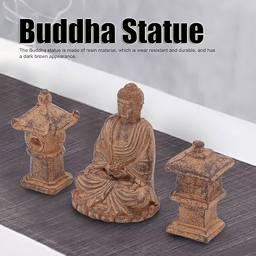 Miniatura 5 de Pilipane Estatua de Buda de madera serena sentada, estatua de Buda sereno durmiente de madera, escultura tallada a mano, estatuilla decorativa para
