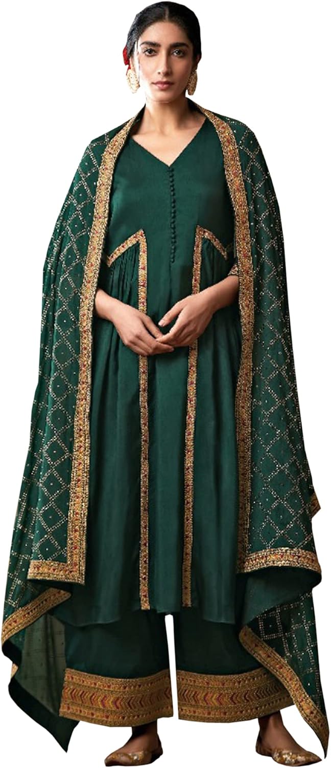 Girls Outfits Ready to Wear Mukaish Work Sangeet Function Wear Salwar Kameez Plazzo Suits