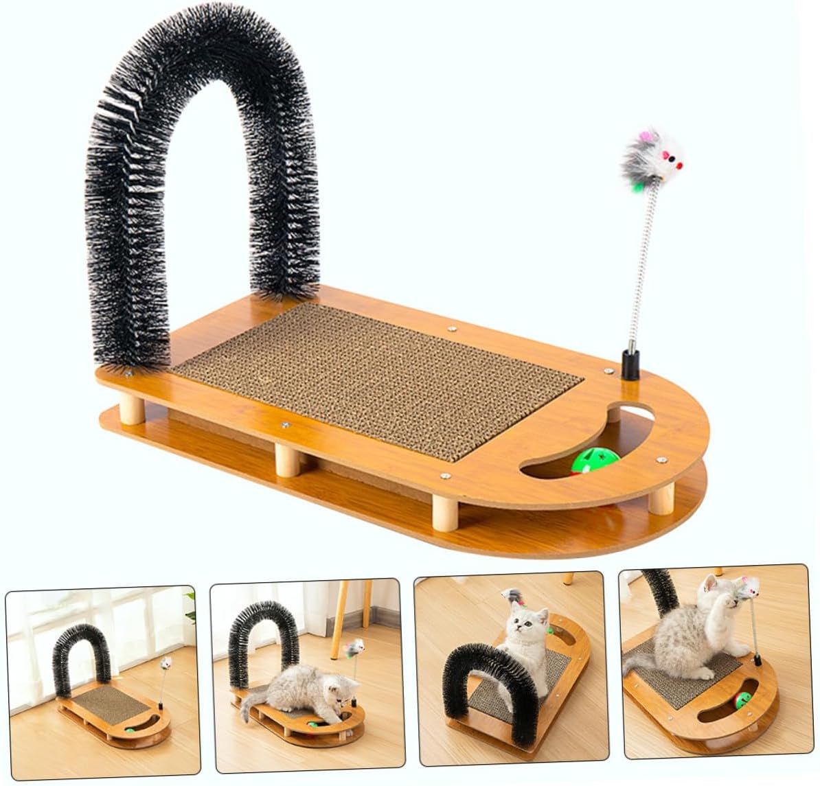 ABOOFAN Reusable Household Cat Scratching Board U-Shaped Kitten Scratcher Wear-Resistant Multifunctional Floor Scratcher for Indoor Cats Pet Accessory