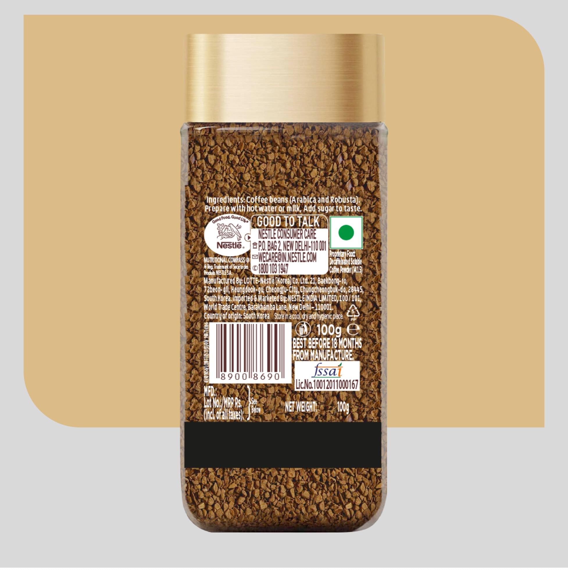 Nescafe Gold Blend bezkofeinowa kawa mielona, bogaty aromat i gładki smak, 95 g, 6 szt