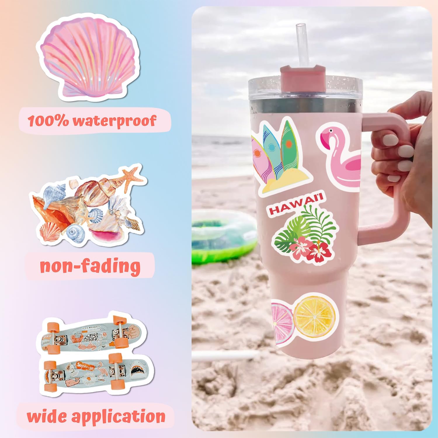 Preppy Stickers | 100 PCS | Cute Vinyl Waterproof Stickers for Laptop,Guitar,Motorcycle,Bike,Skateboard,Luggage,Phone,Hydro Flask, Gift for Adult Teens image 4