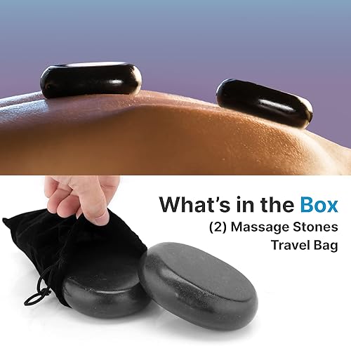 Miniatura 7 de SereneLife 2 piedras de masaje grandes, incluye bolsa de viaje y pequeña caja marrón, elimina el estrés para calmar la tensión muscular, el dolor,
