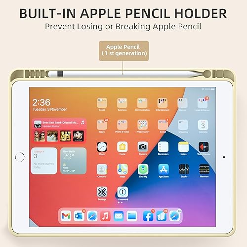 Miniatura 25 de Akkerds - Funda para iPad 10.2 2020, iPad 8ª generación/2019, iPad 7ª generación, con soporte para lápiz. Funda protectora premium con parte trasera
