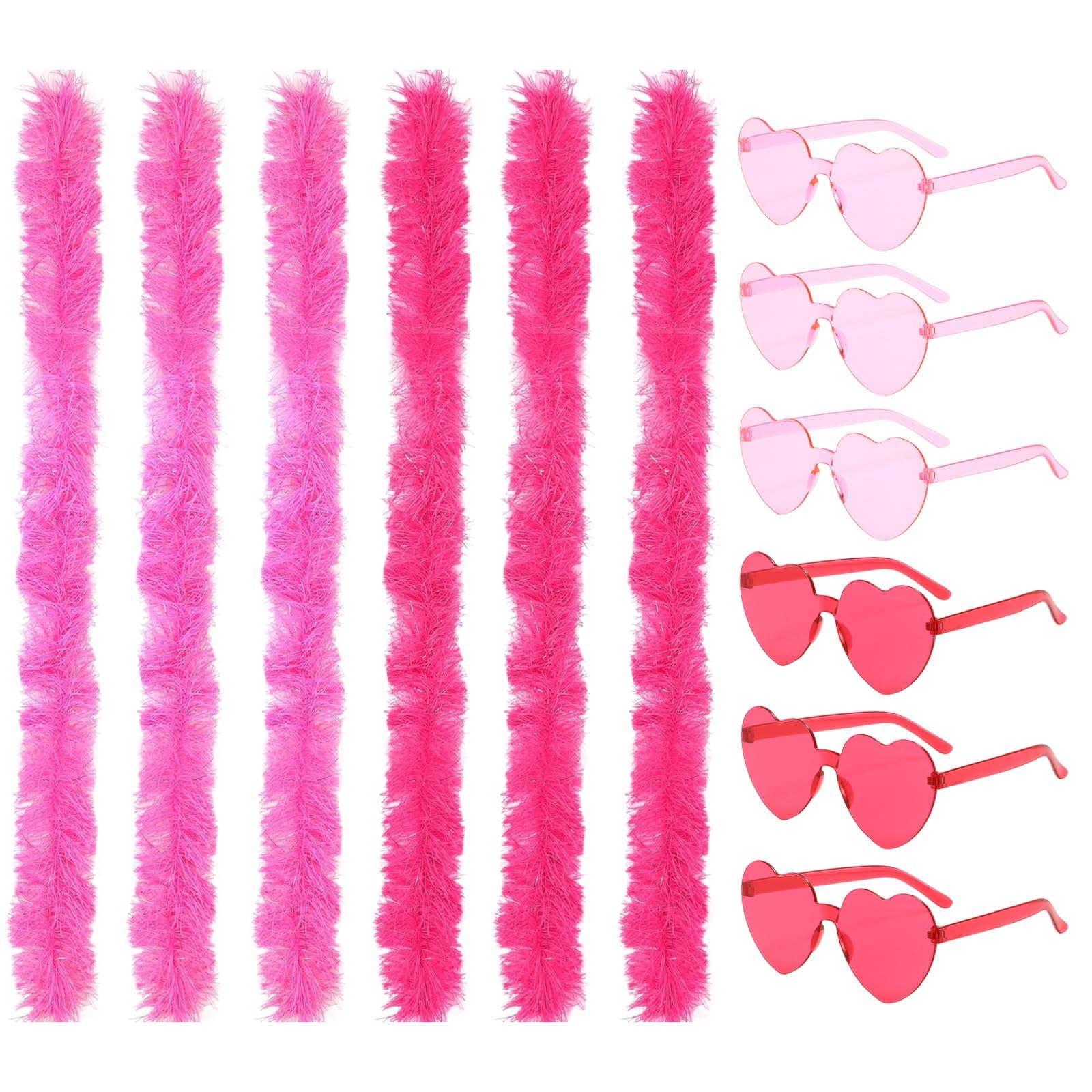 DXPETA 12Pcs Feather Boa, Pink Feather Boas Multipack for Party Decorations, Costume Accessories, Wedding and Holiday Celebrations