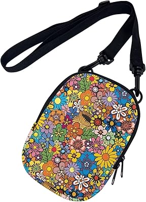 Suobstales Hippie Cellphone Crossbody Purse for Women Small Shoulder Bag Colorful Cartoon Floral Messenger Bags Clutch Tote Bag with Zipper Pockets Stuff Sack Credit Card Holder