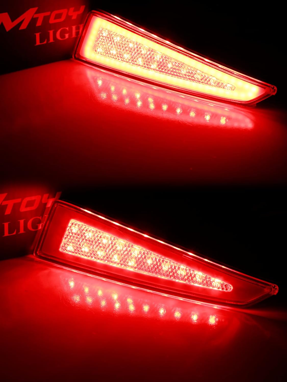 iJDMTOY Red Lens Full LED Lower Bumper Reflector Lights Compatible With Lexus 2015-2021 RX350 RX450h, Function as Tail, Brake & Rear Fog Lamps