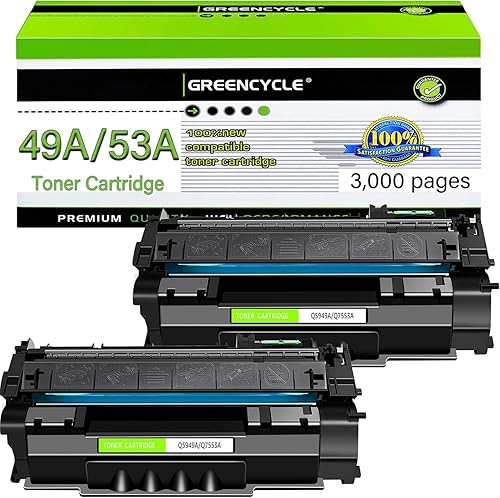 greencycle Cartucho de tóner de repuesto compatible para HP 49A Q5949A 53A Q7553A funciona con impresora láser 1320 1320n 3390 1160 3392 P2015