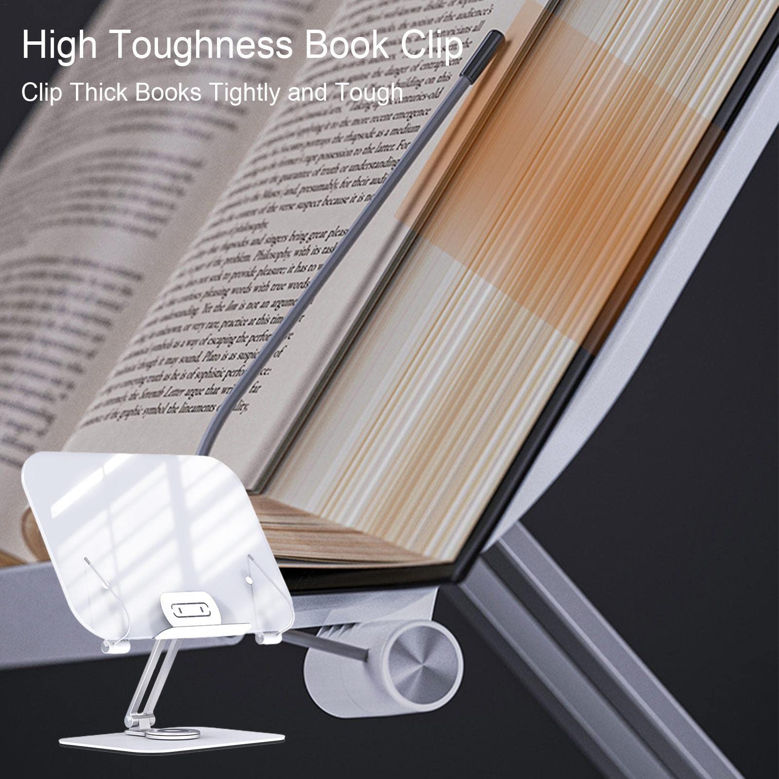Leggio In Legno Regolabile Con Base Girevole 360° E Clip | Supporto Per Libri, Tablet E PC Portatile