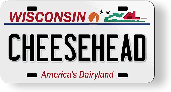 Cheesehead Wisconsin State License Plate Style Magnet | Travel Souvenir for Refrigerator, Car & Locker, 3.5 inch