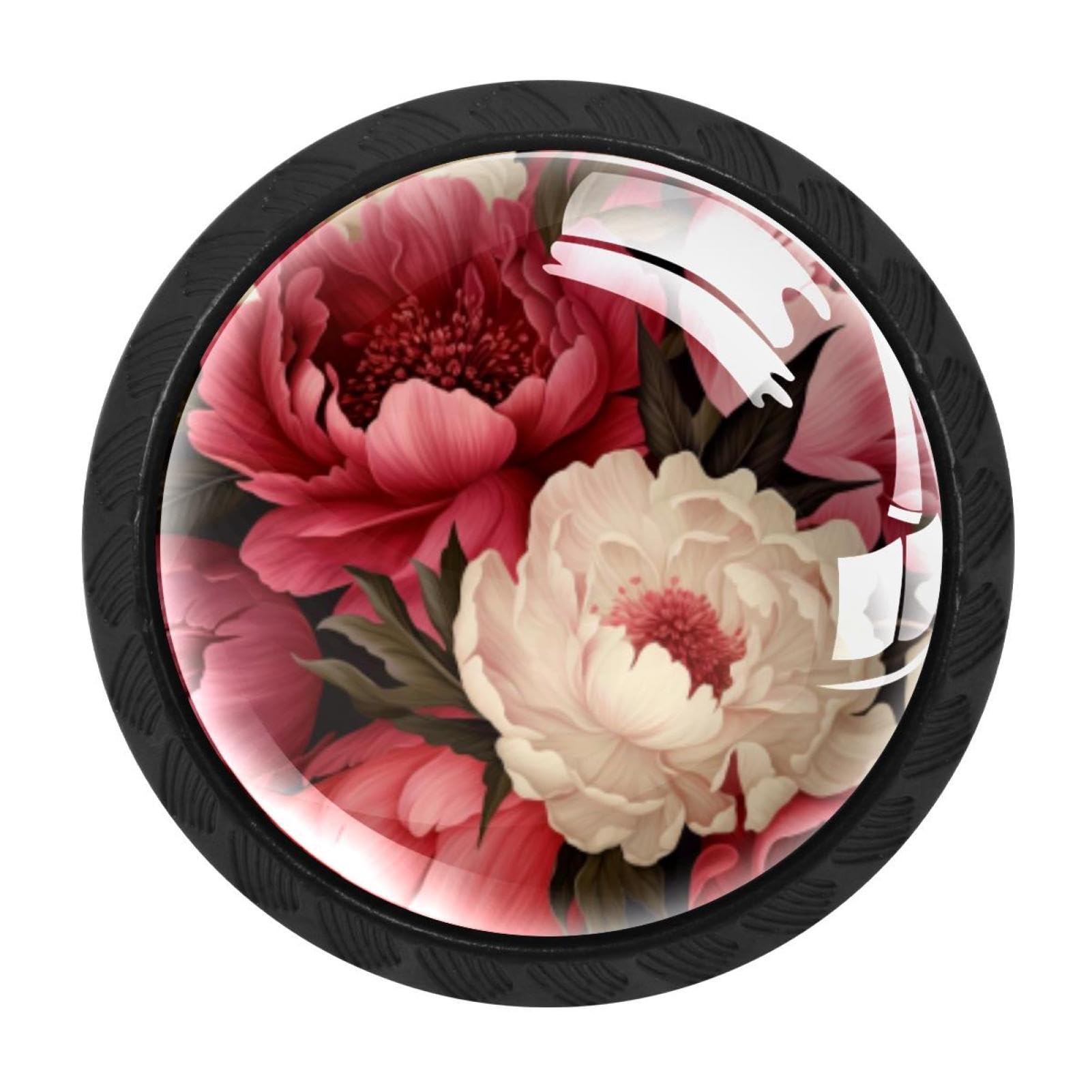 Chenzzzz Multicolored 14 4 Pack Cabinet Handles Black Peony Cabinet Knobs Draw