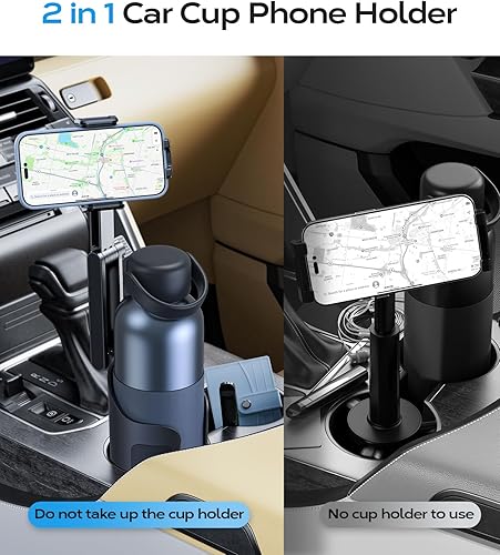 Miniatura 2 de Soporte de teléfono para automóvil con expansor de vasos de bebidas súper estable y compatible con teléfonos grandes Soporte de teléfono celular de