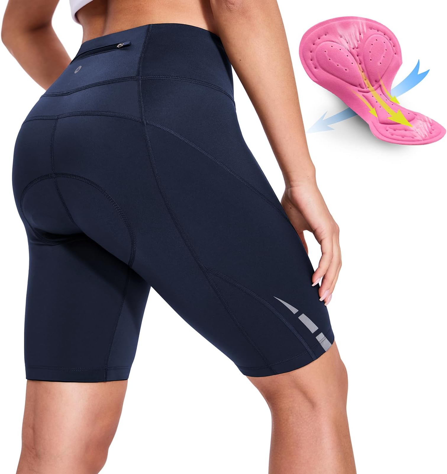 NepestWomens Cycling Shorts 4D Padded Bike Road Biking Padding Bicycle Shorts with Zip Pocket Mountain Cycle Underwear