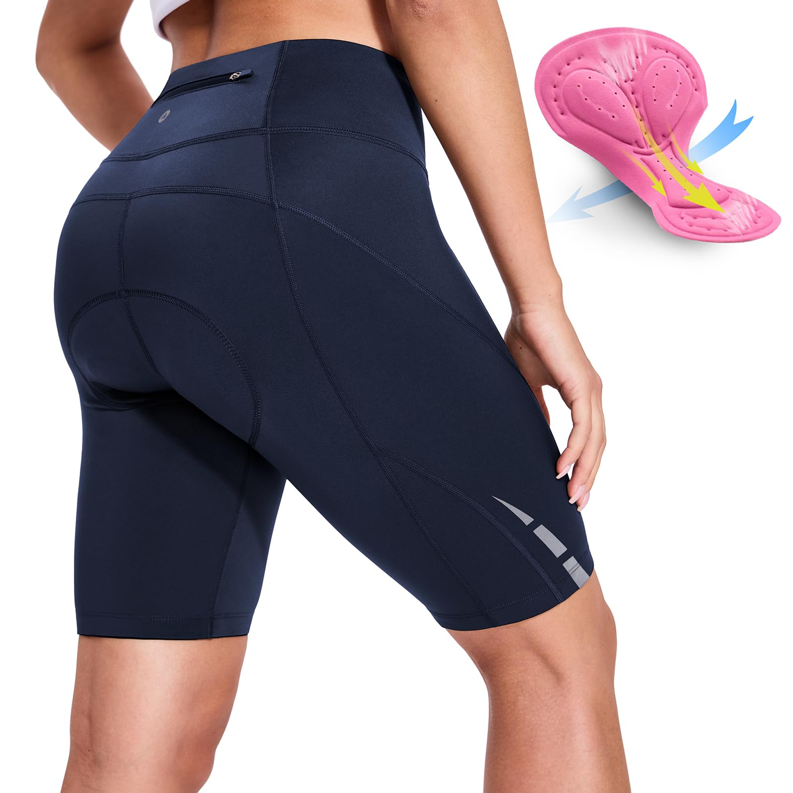 NepestWomens Cycling Shorts 4D Padded Bike Road Biking Padding Bicycle Shorts with Zip Pocket Mountain Cycle Underwear