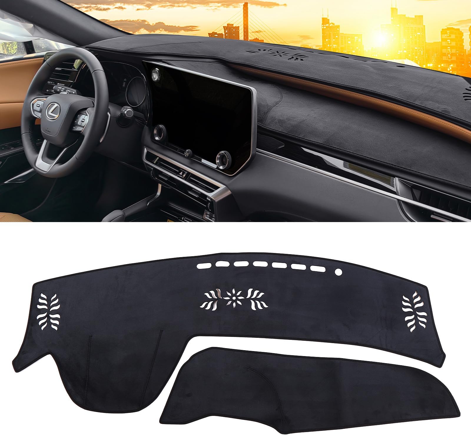 Dragon Art The Dashboard pad of The Internal Center Console is Suitable for Lexus 2023 2024 RX350 RX350h RX500h RX450h+Dashboard pad Cover Accessories (Black) RX car Supplies (NO HUD)