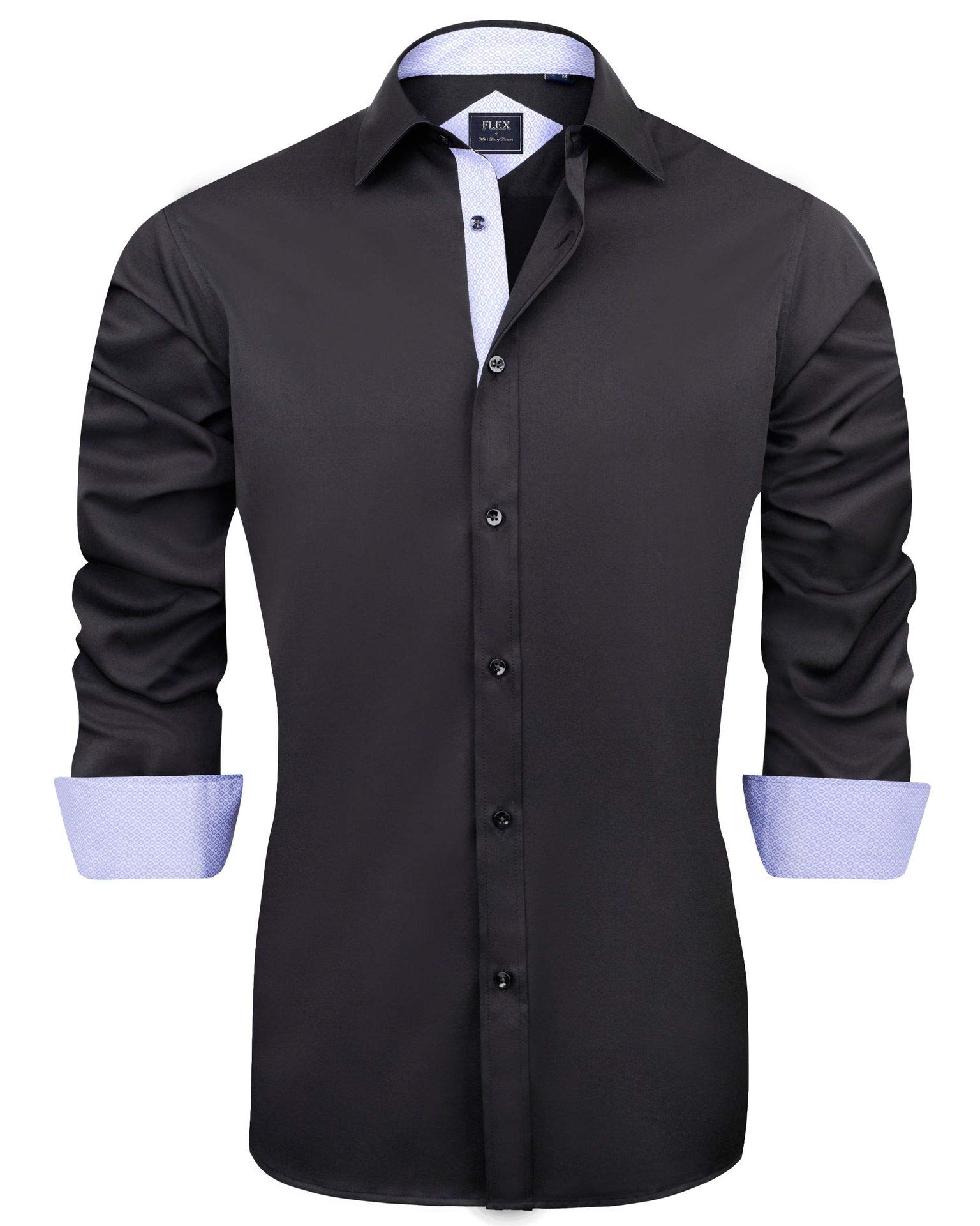 J.VER Herren Hemd Regular Fit Langarm Herrenhemden Friezeit Businesshemd | Button Down, Stretch, Bügelleicht Knitterfrei, blickdicht, Formell, anzug hemd, elastiscer Muster, dress shirt, mit Tasche