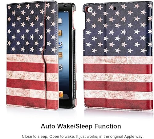 Ruban Case Compatible With Ipad 9.7 Inch 2018/2017 / Ipad Air 2 1 - [Corner Protection] Multi-Angle Viewing Folio Stand Cover With Pocket, Auto Wake/Sleep (American Flag) #TOP2