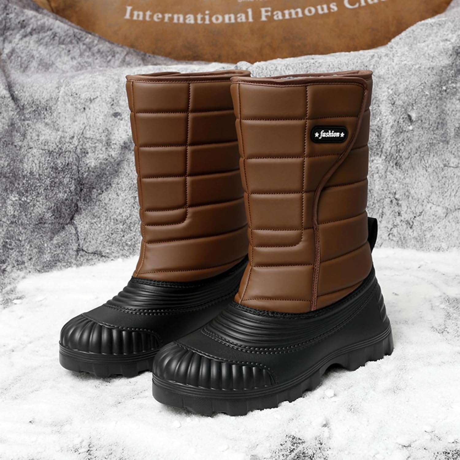Men's Snow Boots, Warm Winter Boots with Adjustable Strap, Fashionable & Anti - Slip for Cold Weather