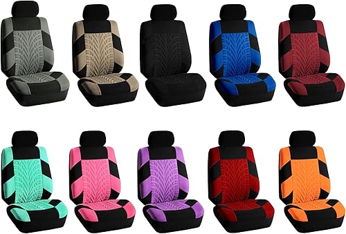 Miniatura 7 de FH Group - Juego de fundas de asiento delantero de automóvil de tela de alta calidad, para asientos con respaldo bajo con reposacabezas extraíble,