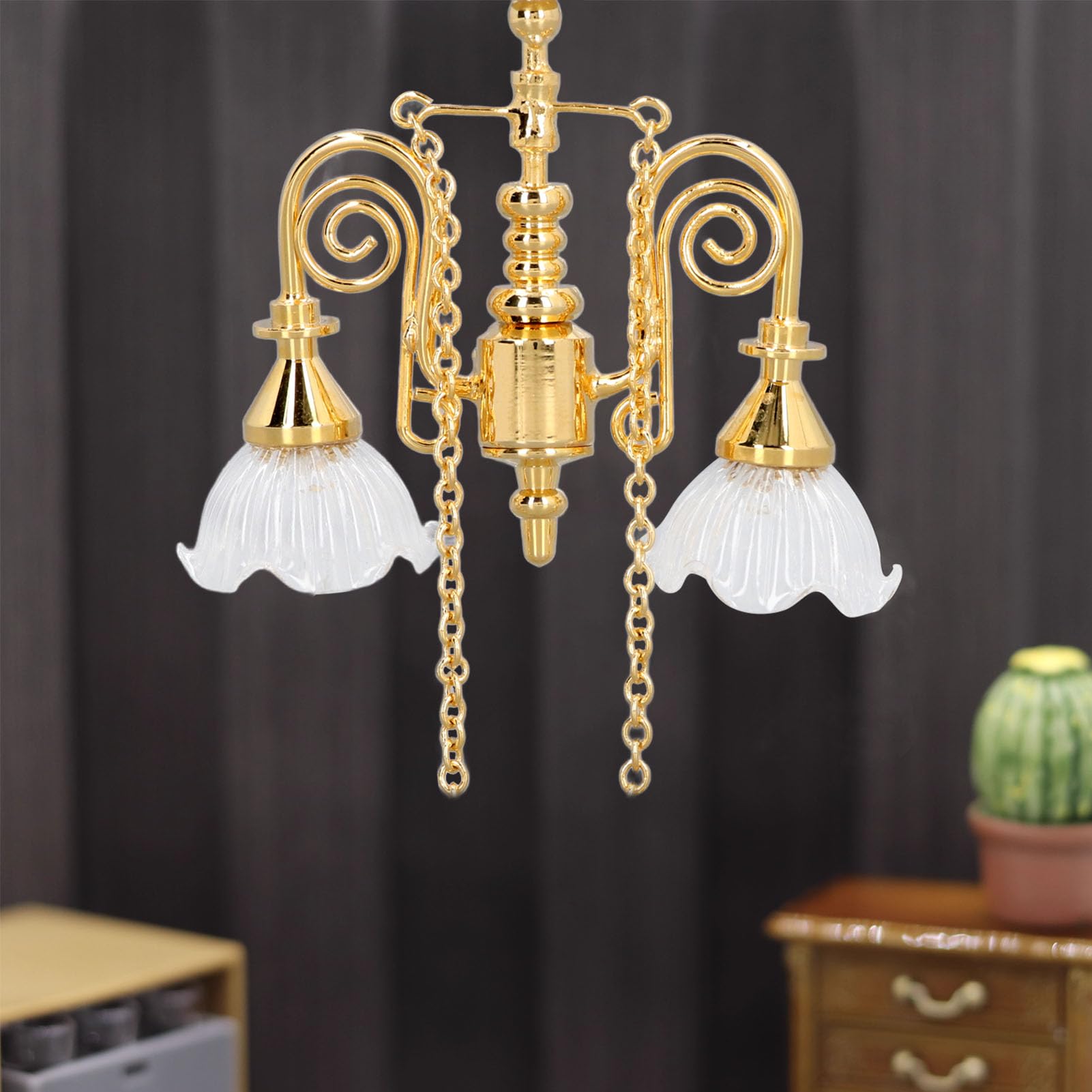 Plafonnier Pour Maison De Poupée, Modèle De Plafonnier 1:12, Lampe De Table LED Miniature En Métal Blanc, Lampe De Plafond, Lampe à Piles, Accessoires De Maison De Poupée, Plafonnier Suspendu