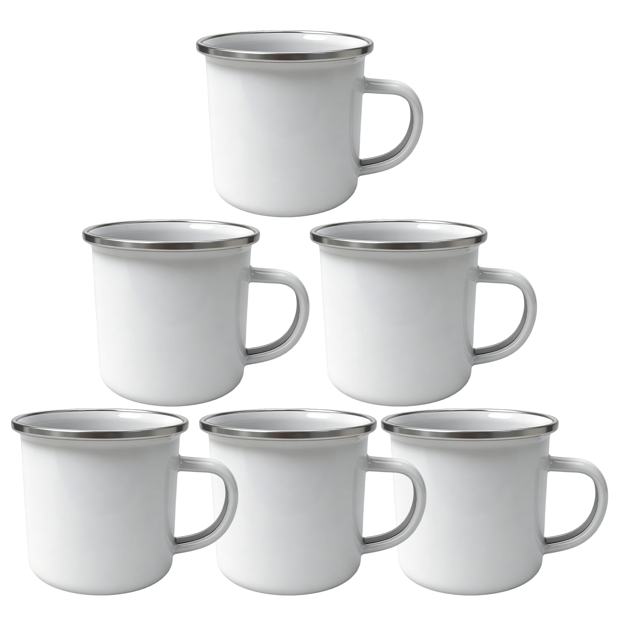 MR.R 6 PCS 12oz Silber Ram Sublimation Rohlinge Emaille Tasse Tasse Kaffee Tee Tassen Trinken Zin Becher für zu Hause Reisen Camping Büro, wieder verwendbar und tragbar