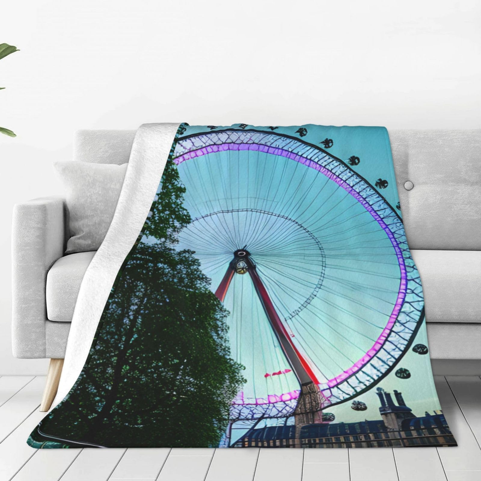 Couverture London en flanelle douce pour grand lit de 203x152 cm